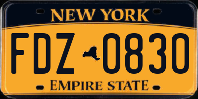 NY license plate FDZ0830