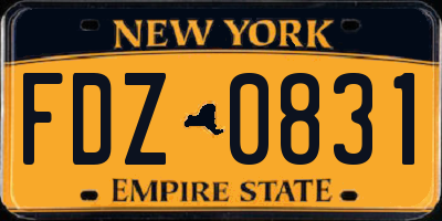 NY license plate FDZ0831