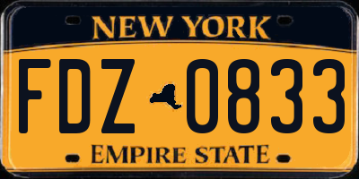 NY license plate FDZ0833