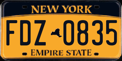 NY license plate FDZ0835