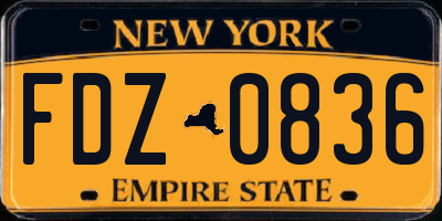 NY license plate FDZ0836