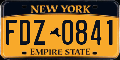 NY license plate FDZ0841