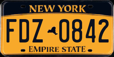 NY license plate FDZ0842