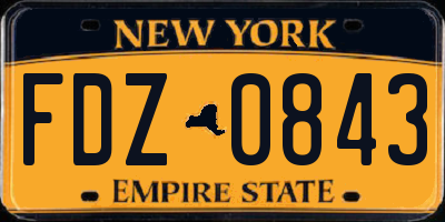 NY license plate FDZ0843