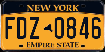 NY license plate FDZ0846