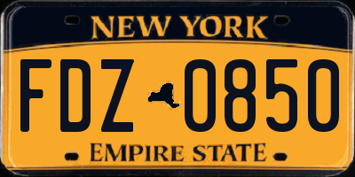 NY license plate FDZ0850
