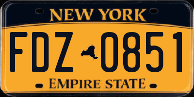 NY license plate FDZ0851