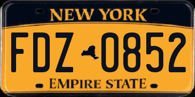 NY license plate FDZ0852