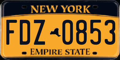 NY license plate FDZ0853