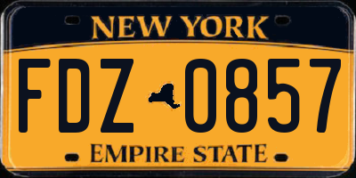 NY license plate FDZ0857