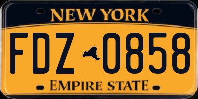 NY license plate FDZ0858