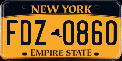 NY license plate FDZ0860