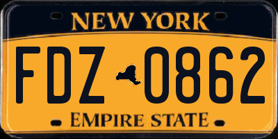 NY license plate FDZ0862