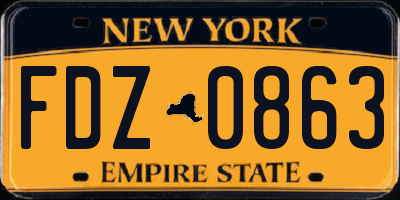 NY license plate FDZ0863