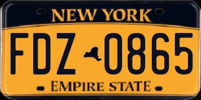 NY license plate FDZ0865