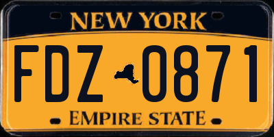 NY license plate FDZ0871