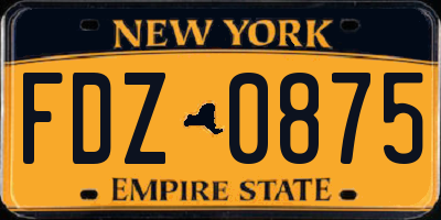 NY license plate FDZ0875
