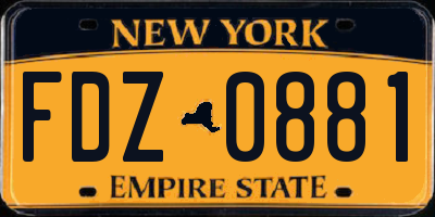 NY license plate FDZ0881