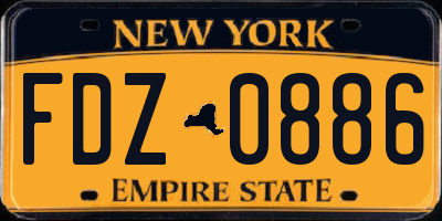 NY license plate FDZ0886