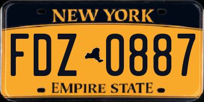 NY license plate FDZ0887