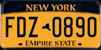 NY license plate FDZ0890