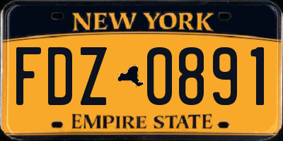 NY license plate FDZ0891