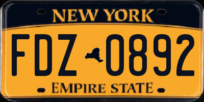 NY license plate FDZ0892
