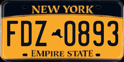 NY license plate FDZ0893