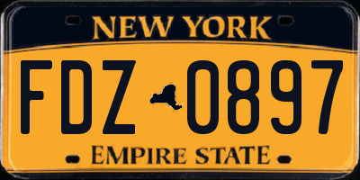NY license plate FDZ0897