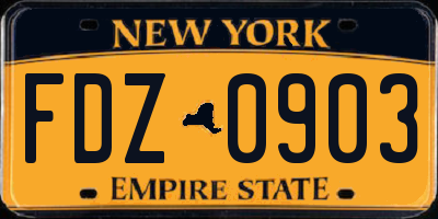 NY license plate FDZ0903