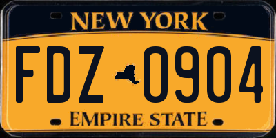 NY license plate FDZ0904