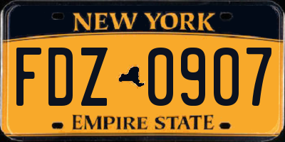 NY license plate FDZ0907