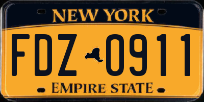 NY license plate FDZ0911