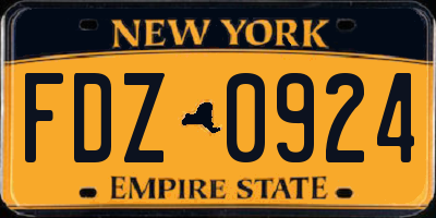 NY license plate FDZ0924