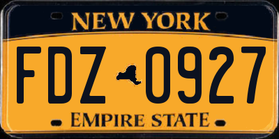NY license plate FDZ0927