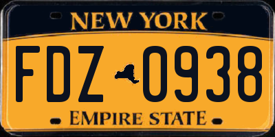 NY license plate FDZ0938