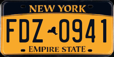 NY license plate FDZ0941