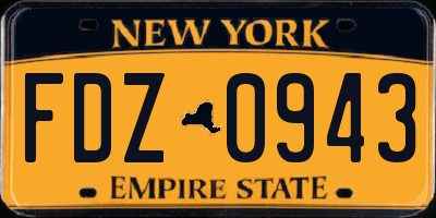 NY license plate FDZ0943