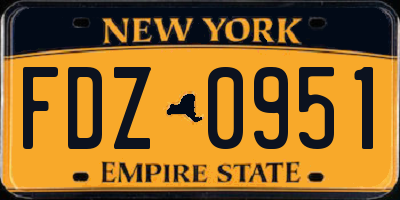 NY license plate FDZ0951