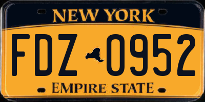 NY license plate FDZ0952