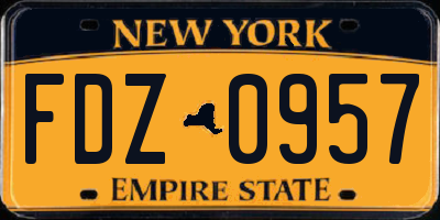 NY license plate FDZ0957