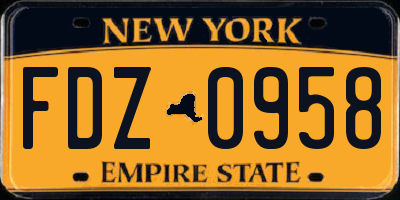 NY license plate FDZ0958