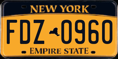 NY license plate FDZ0960