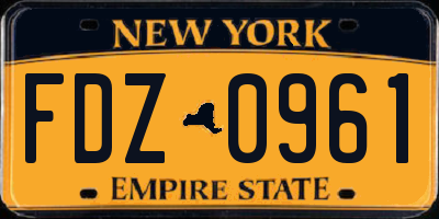 NY license plate FDZ0961