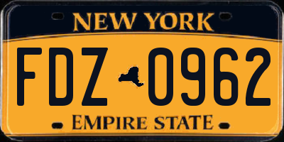 NY license plate FDZ0962