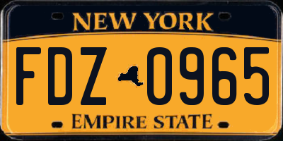 NY license plate FDZ0965
