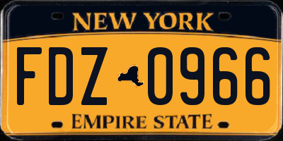 NY license plate FDZ0966
