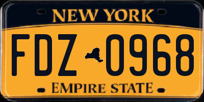 NY license plate FDZ0968