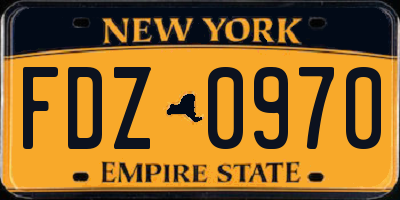 NY license plate FDZ0970