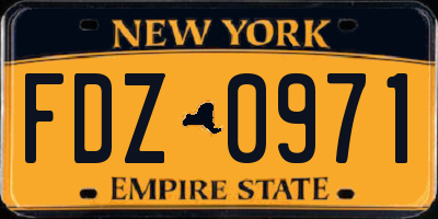 NY license plate FDZ0971